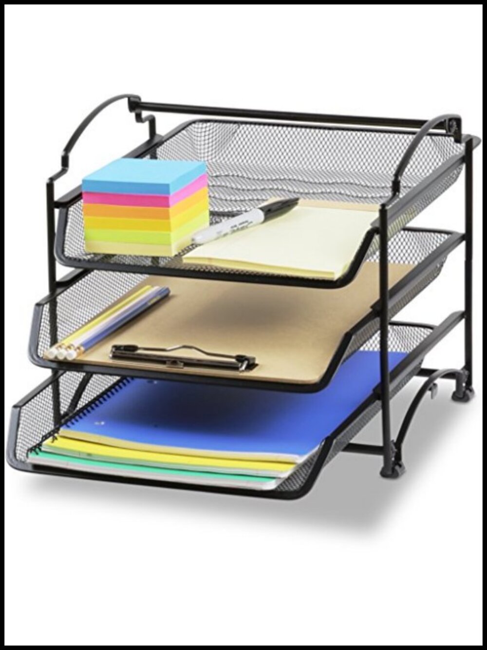 3-Tier Steel Letter Tray Desk Organizer Stackable Paper Holder